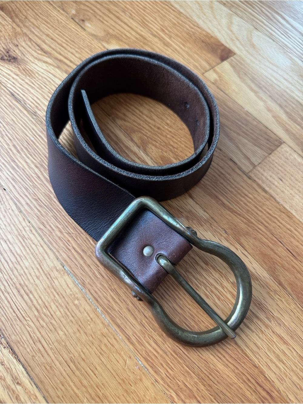Men's ibex of England, Vintage Brown Leather Belt, Equestrian Brass Buckle